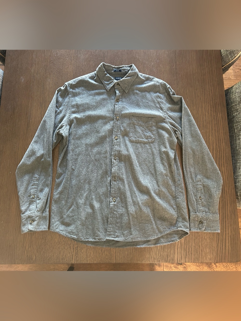 J. Crew Men's Heather Gray Button-Front Flannel